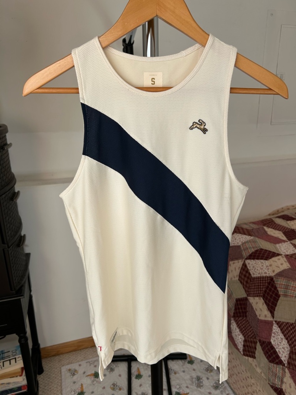 Tracksmith Van Cortlandt Singlet Mesh Tank Top Ivory Navy Stripe Women’s Small